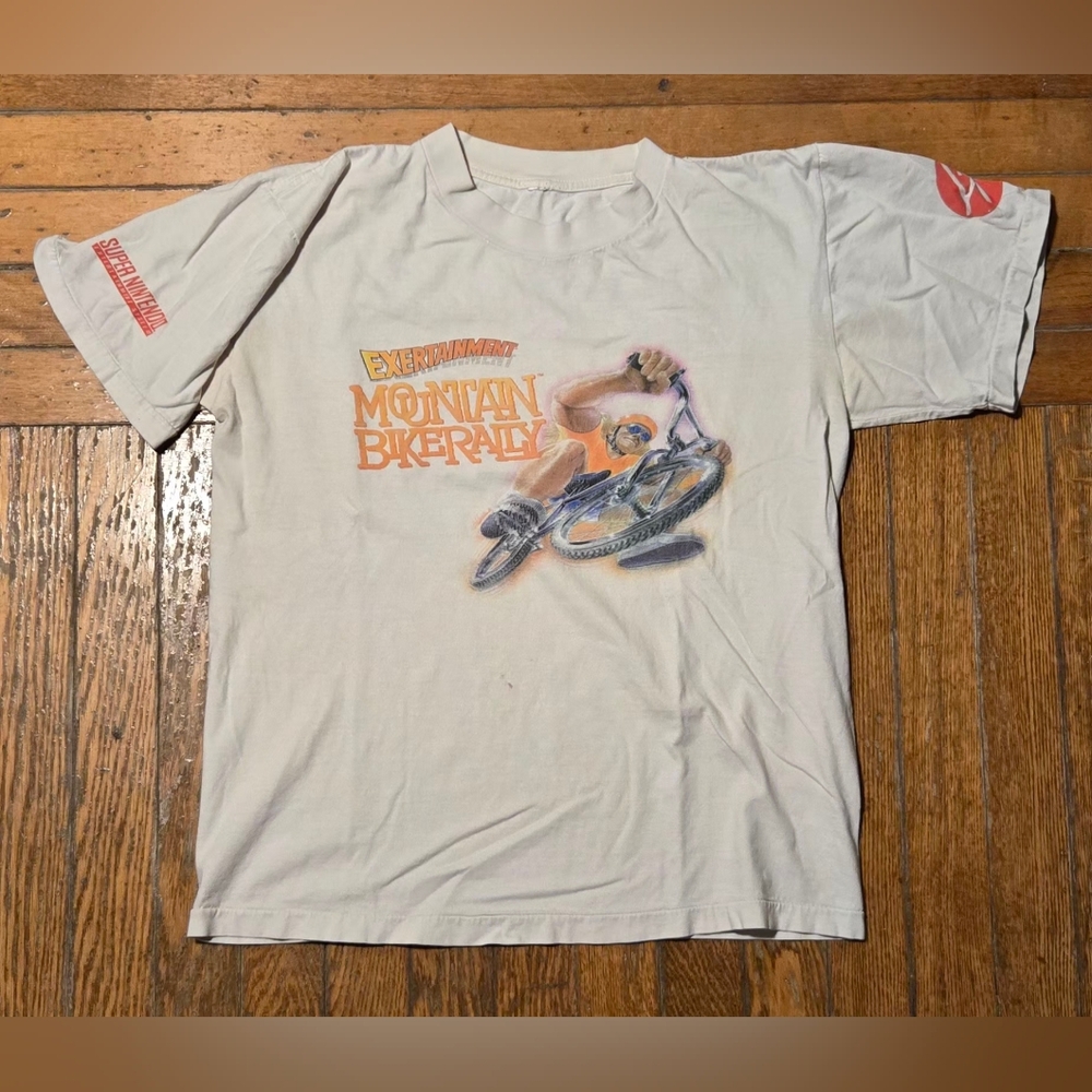 VTG 90s Super Nintendo Mountain Bike Rally Promotional T-Shirt L